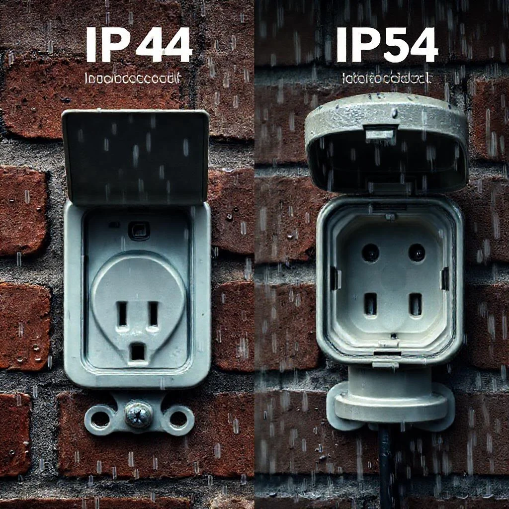 Иллюстрация к статье: розетки для улицы ip44 или ip54 в чем реальная разница защиты от сильного дождя